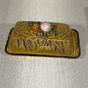 1970 Lefton Mushroom Forest Covered Butter Dish Number 6468